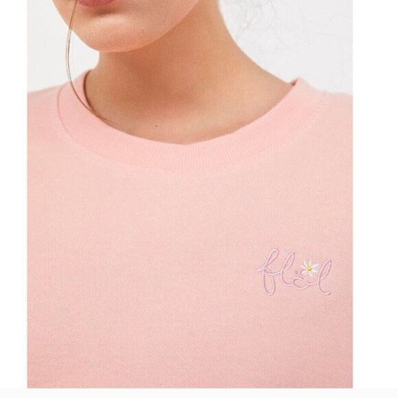 For Love & Lemons Embroidered Daisy Pink Sweatshirt Oversized Women Size Large - Picture 6 of 11